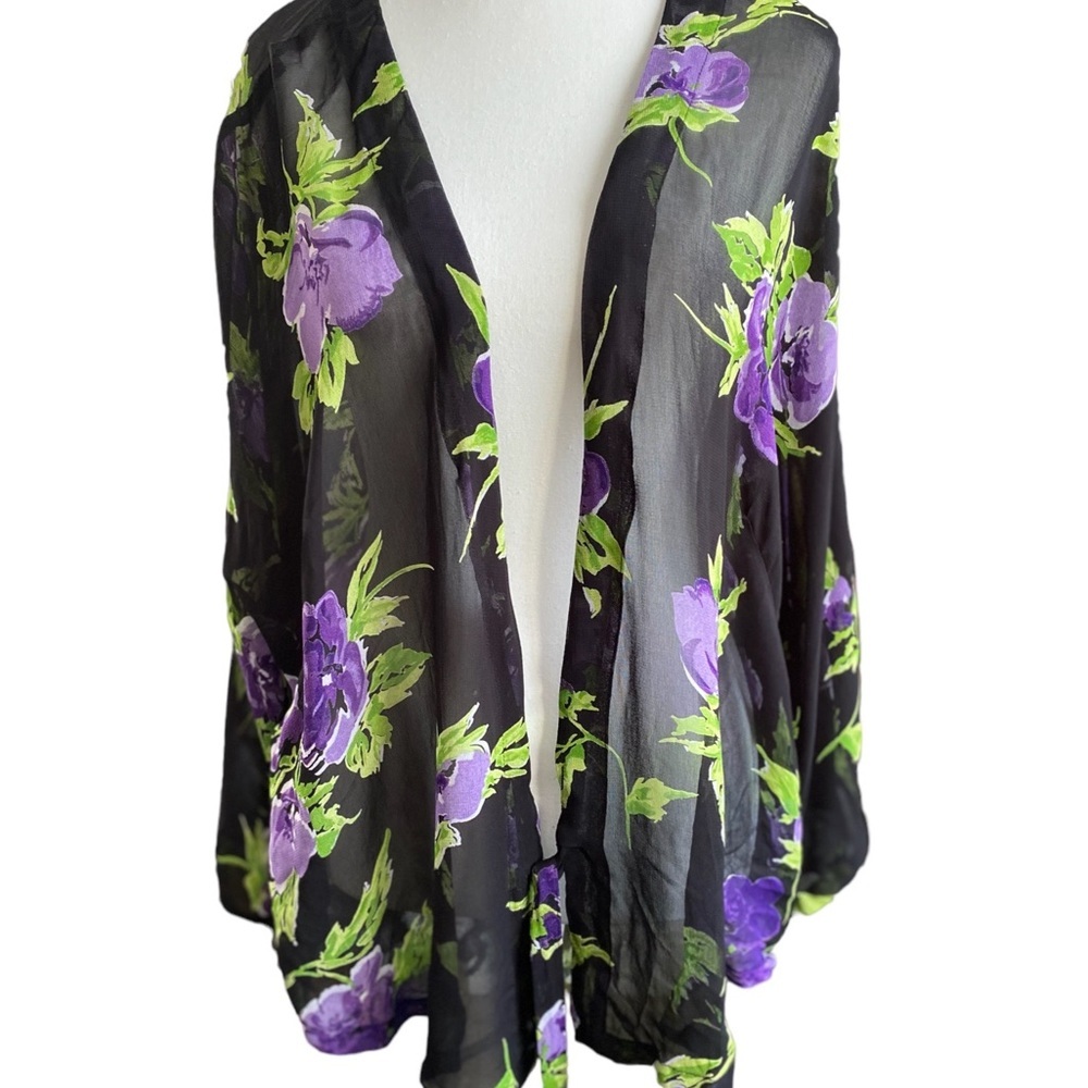 Bella Blue Plus sheer cover up with purple flower design